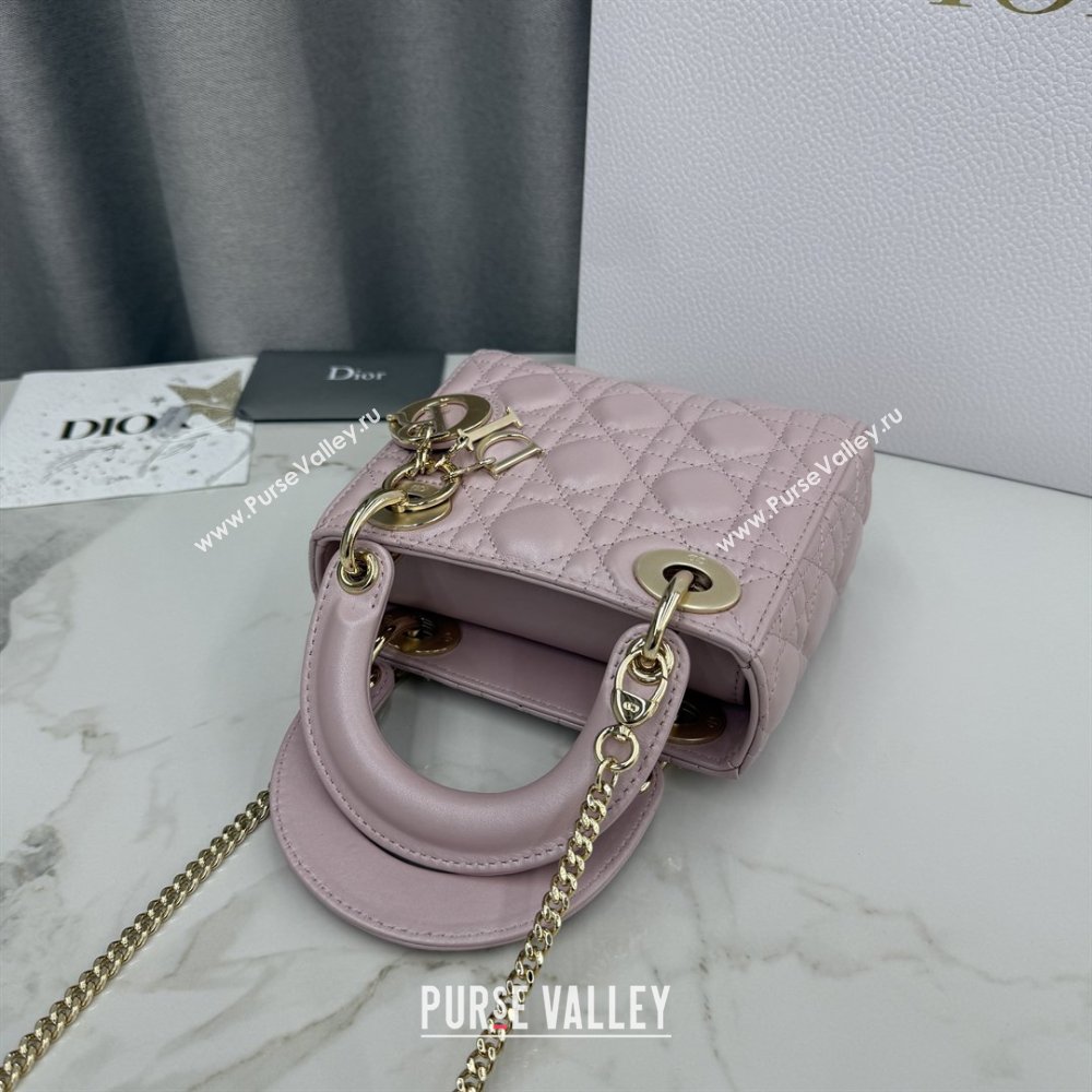 Dior Classic Mini Lady Dior Bag in Cannage Lambskin Pearly Pink 2026 M0505 0409 (BF-260409025)