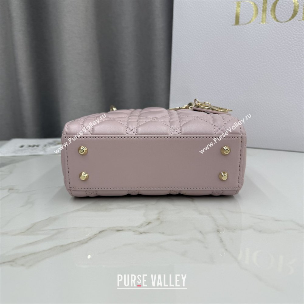 Dior Classic Mini Lady Dior Bag in Cannage Lambskin Pearly Pink 2026 M0505 0409 (BF-260409025)