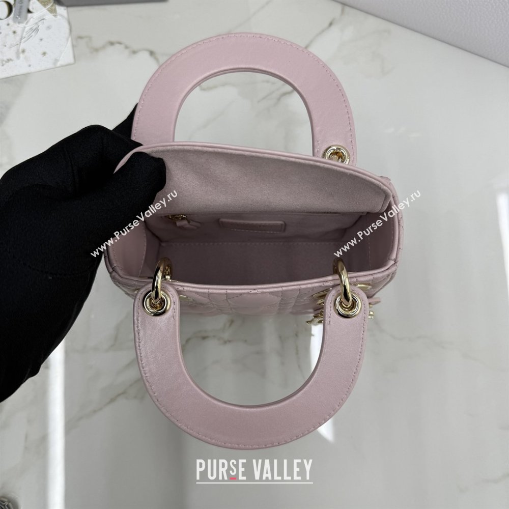 Dior Classic Mini Lady Dior Bag in Cannage Lambskin Pearly Pink 2026 M0505 0409 (BF-260409025)