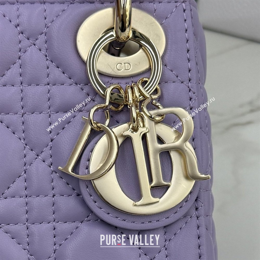 Dior Classic Mini Lady Dior Bag in Cannage Lambskin Light Purple 2026 M0505 0409 (BF-260409026)