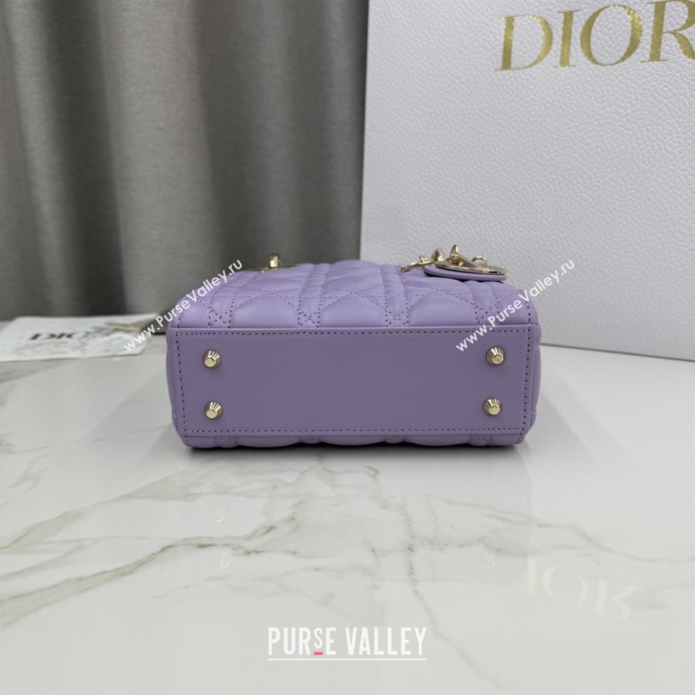 Dior Classic Mini Lady Dior Bag in Cannage Lambskin Light Purple 2026 M0505 0409 (BF-260409026)