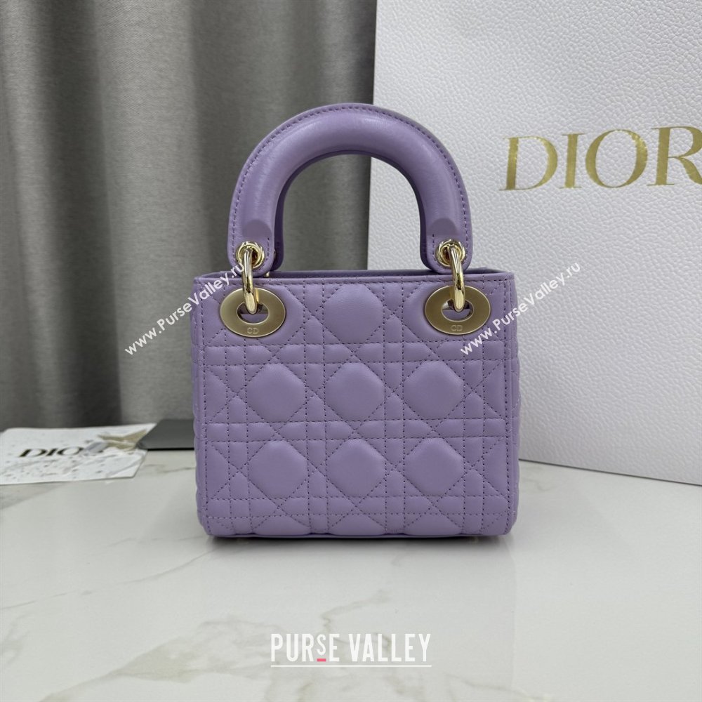 Dior Classic Mini Lady Dior Bag in Cannage Lambskin Light Purple 2026 M0505 0409 (BF-260409026)