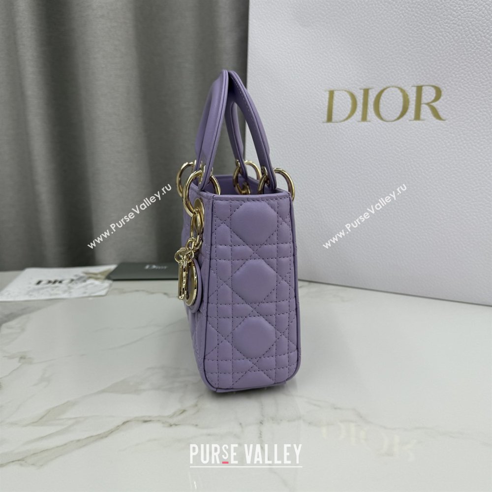 Dior Classic Mini Lady Dior Bag in Cannage Lambskin Light Purple 2026 M0505 0409 (BF-260409026)