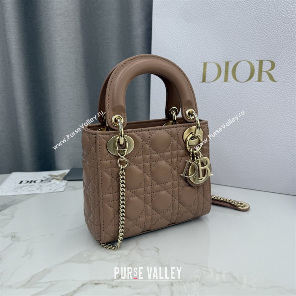 Dior Classic Mini Lady Dior Bag in Cannage Lambskin Rose Brown 2026 M0505 0409 (BF-260409027)