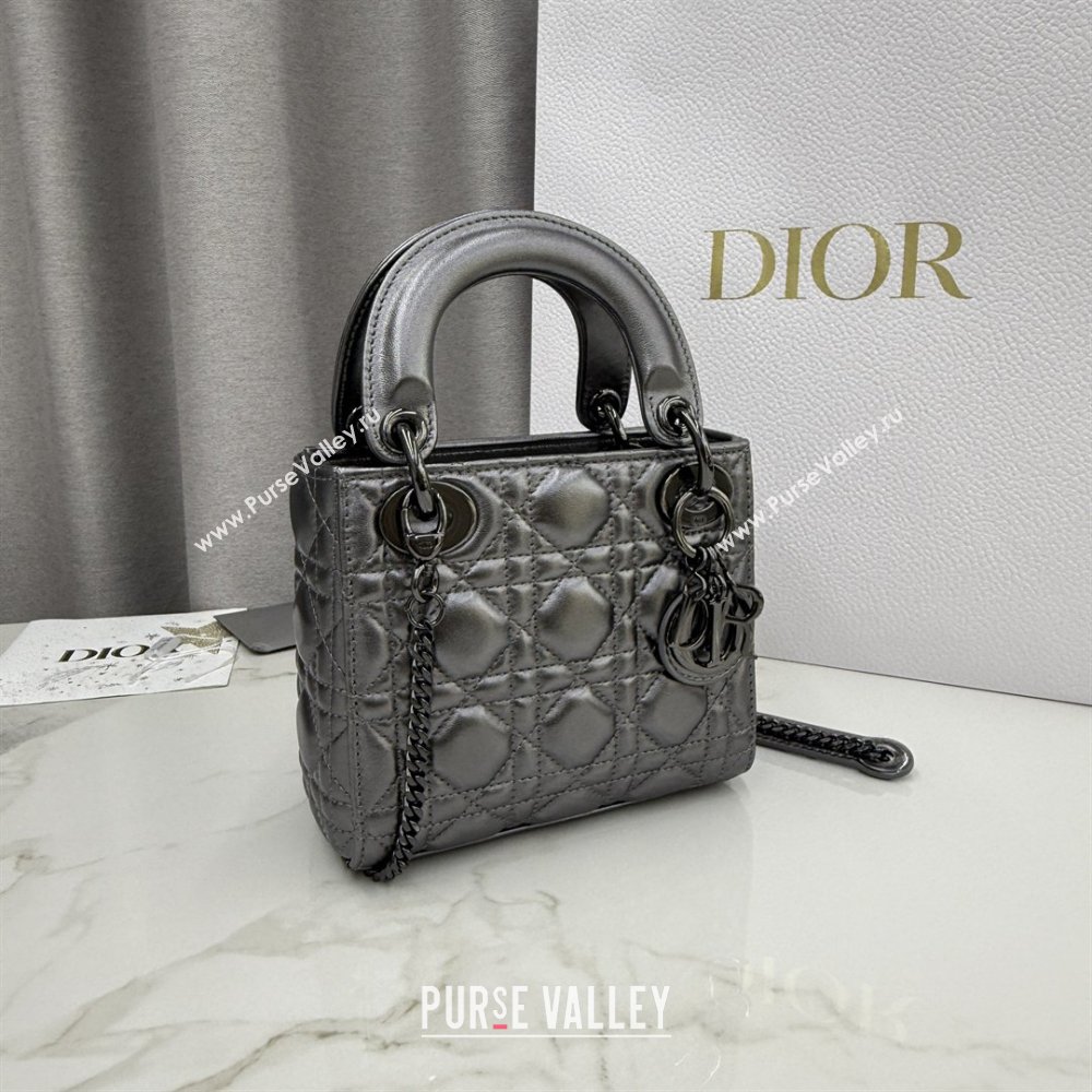 Dior Classic Mini Lady Dior Bag in Cannage Lambskin Gunmetal 2026 M0505 0409 (BF-260409015)