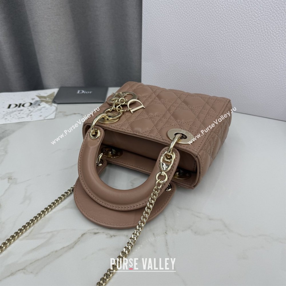 Dior Classic Mini Lady Dior Bag in Cannage Lambskin Rose Brown 2026 M0505 0409 (BF-260409027)