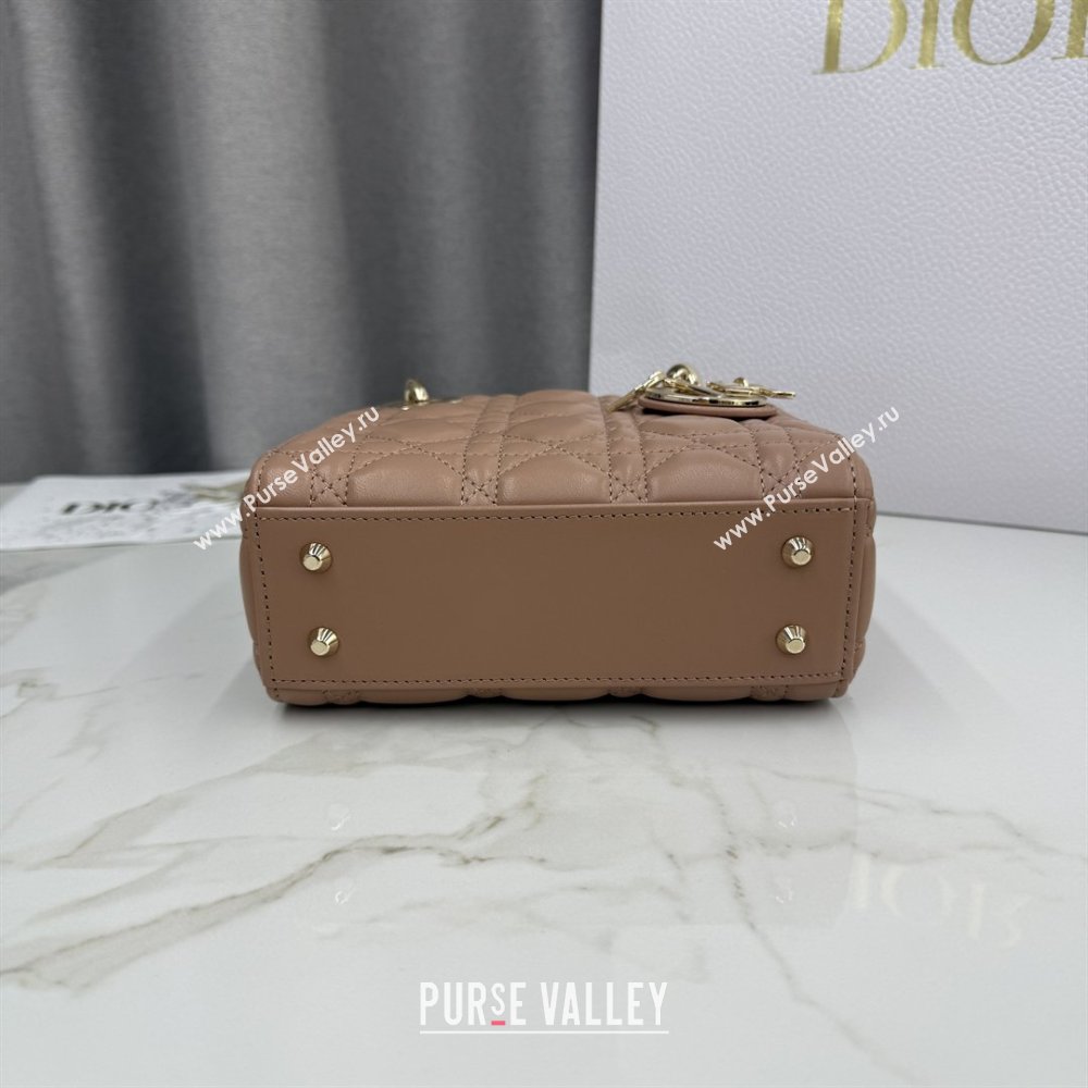 Dior Classic Mini Lady Dior Bag in Cannage Lambskin Rose Brown 2026 M0505 0409 (BF-260409027)