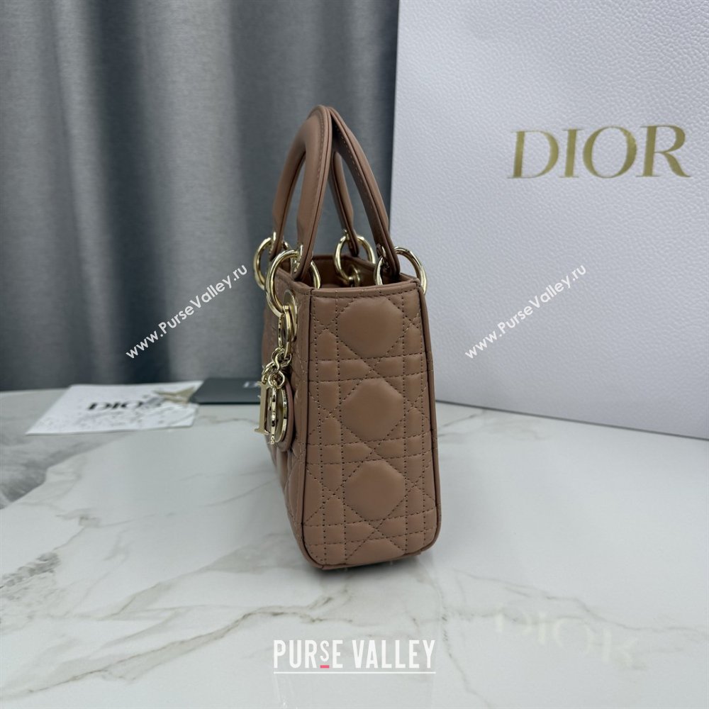 Dior Classic Mini Lady Dior Bag in Cannage Lambskin Rose Brown 2026 M0505 0409 (BF-260409027)