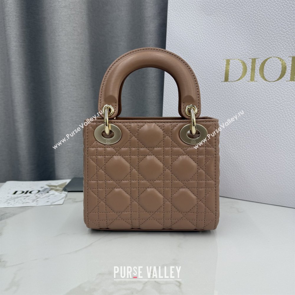 Dior Classic Mini Lady Dior Bag in Cannage Lambskin Rose Brown 2026 M0505 0409 (BF-260409027)