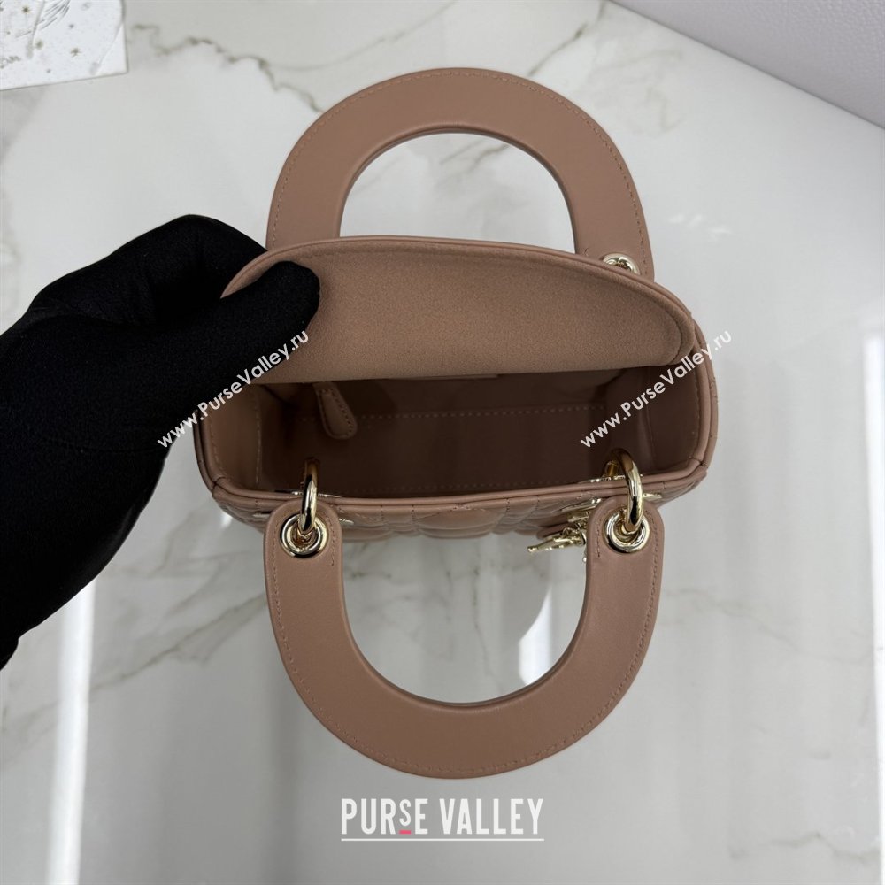 Dior Classic Mini Lady Dior Bag in Cannage Lambskin Rose Brown 2026 M0505 0409 (BF-260409027)