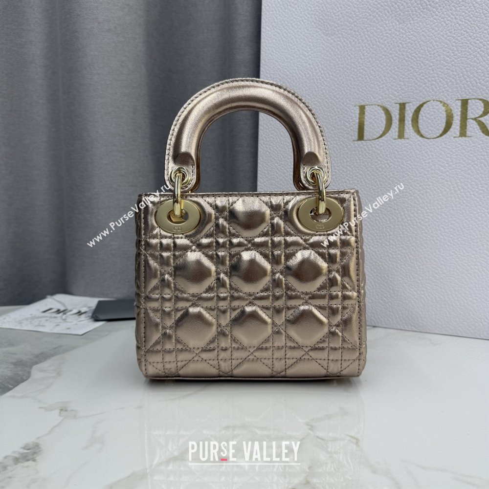 Dior Classic Mini Lady Dior Bag in Cannage Lambskin Champagne Gold 2026 M0505 0409 (BF-260409028)
