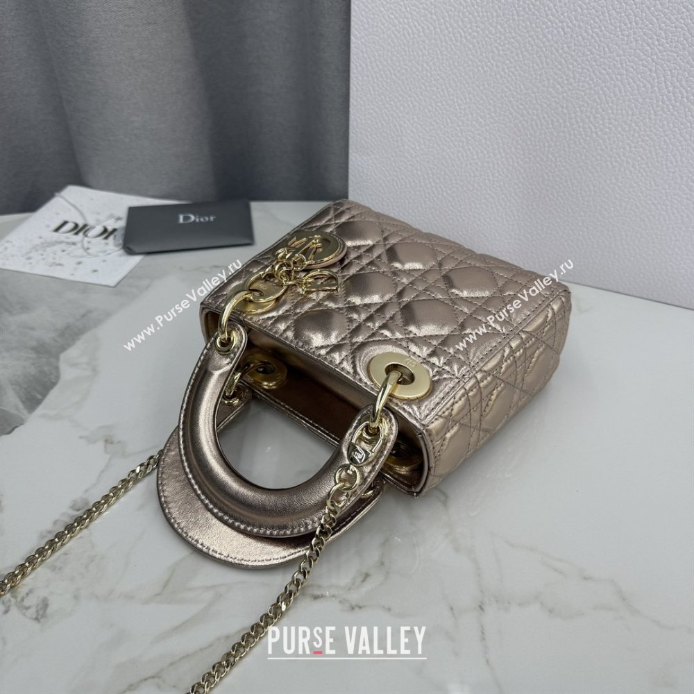 Dior Classic Mini Lady Dior Bag in Cannage Lambskin Champagne Gold 2026 M0505 0409 (BF-260409028)
