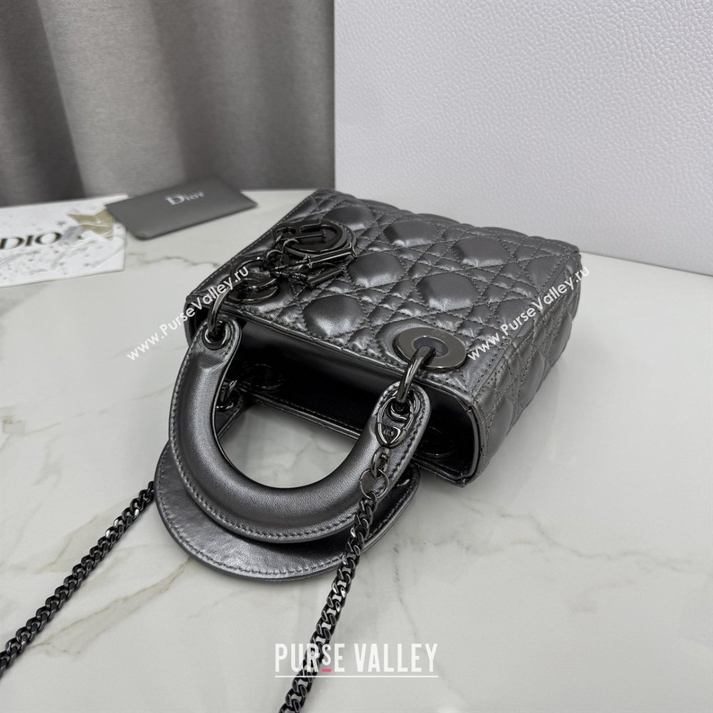 Dior Classic Mini Lady Dior Bag in Cannage Lambskin Gunmetal 2026 M0505 0409 (BF-260409015)