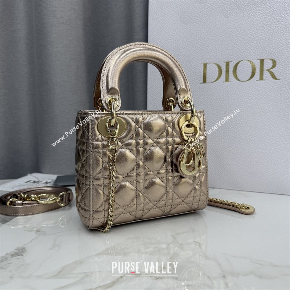 Dior Classic Mini Lady Dior Bag in Cannage Lambskin Champagne Gold 2026 M0505 0409 (BF-260409028)