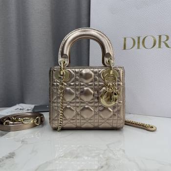 Dior Classic Mini Lady Dior Bag in Cannage Lambskin Champagne Gold 2026 M0505 0409 (BF-260409028)