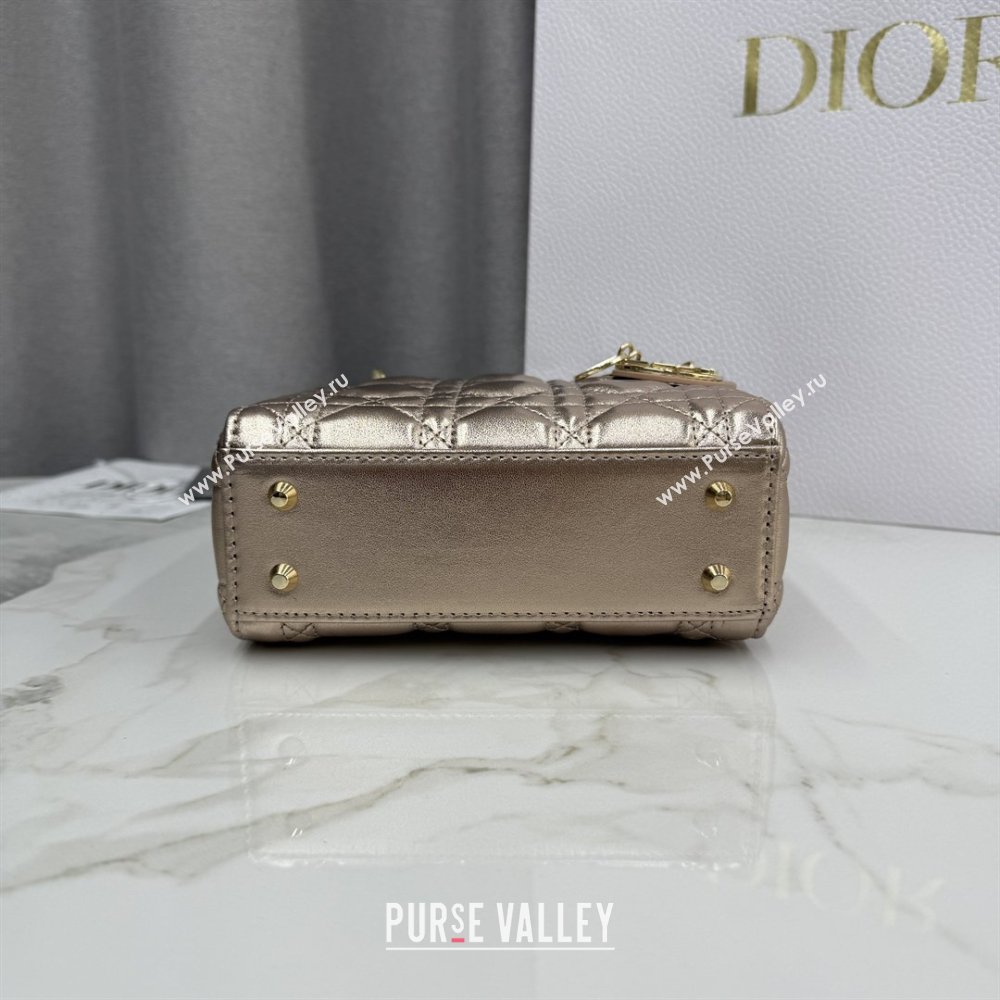Dior Classic Mini Lady Dior Bag in Cannage Lambskin Champagne Gold 2026 M0505 0409 (BF-260409028)