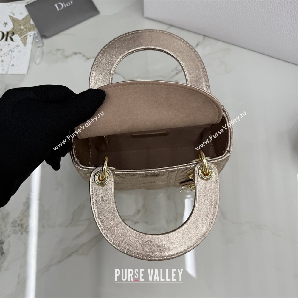 Dior Classic Mini Lady Dior Bag in Cannage Lambskin Champagne Gold 2026 M0505 0409 (BF-260409028)
