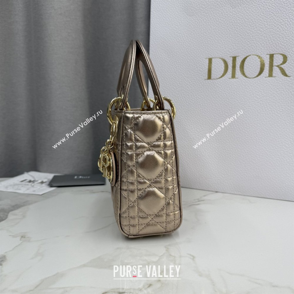 Dior Classic Mini Lady Dior Bag in Cannage Lambskin Champagne Gold 2026 M0505 0409 (BF-260409028)