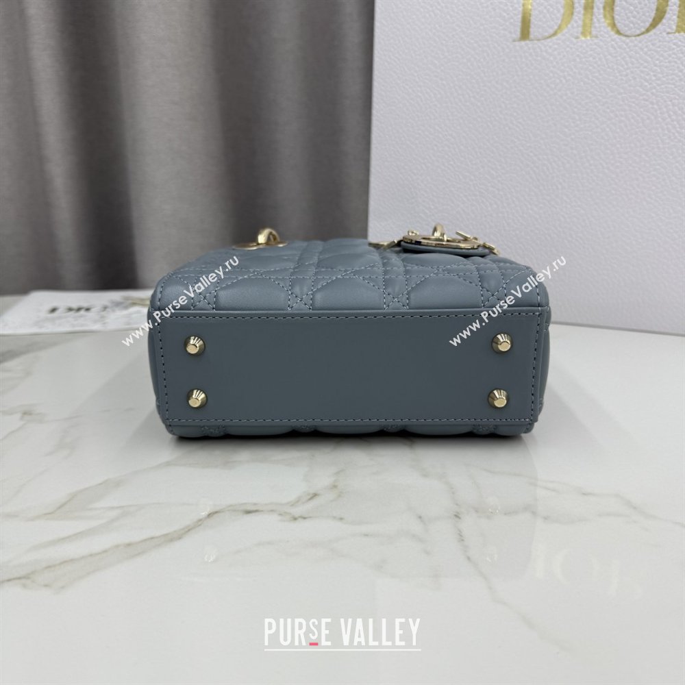 Dior Classic Mini Lady Dior Bag in Cannage Lambskin Dusty Blue 2026 M0505 0409 (BF-260409029)