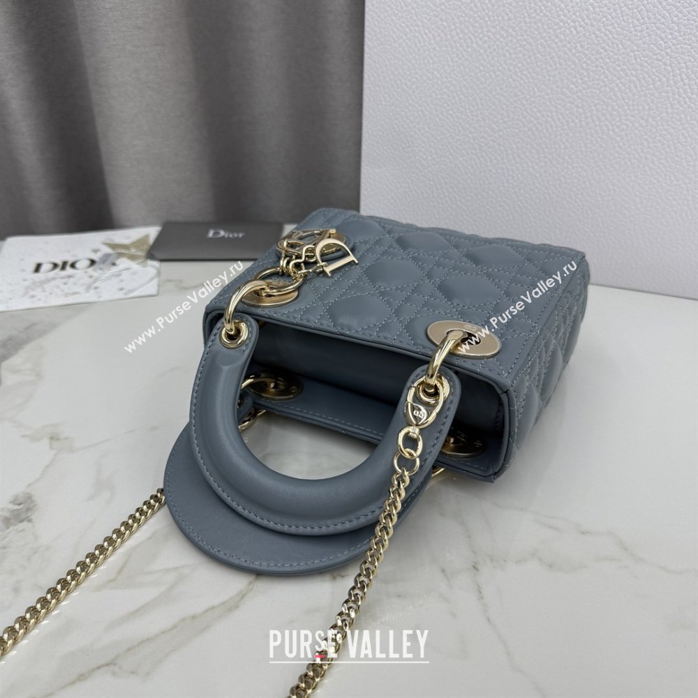 Dior Classic Mini Lady Dior Bag in Cannage Lambskin Dusty Blue 2026 M0505 0409 (BF-260409029)