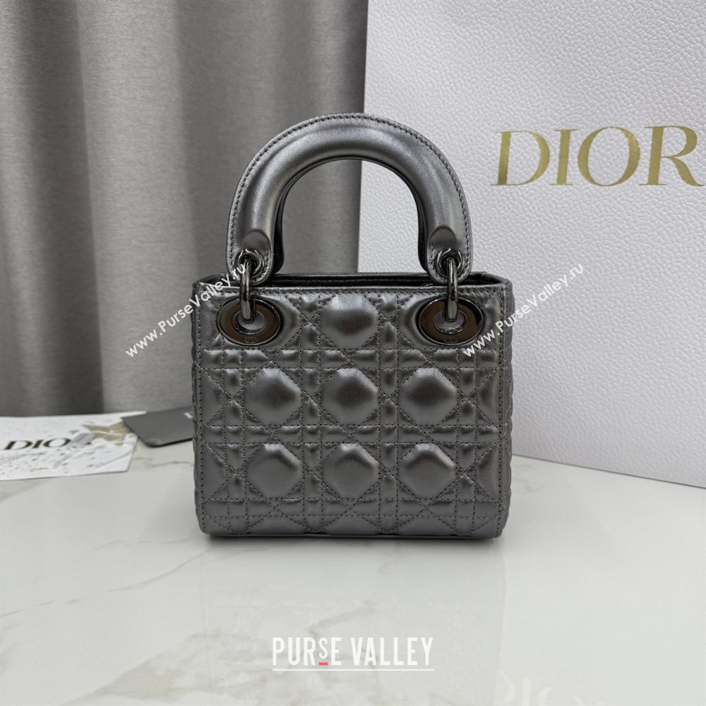 Dior Classic Mini Lady Dior Bag in Cannage Lambskin Gunmetal 2026 M0505 0409 (BF-260409015)
