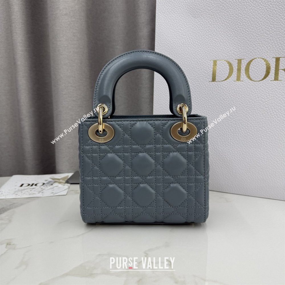 Dior Classic Mini Lady Dior Bag in Cannage Lambskin Dusty Blue 2026 M0505 0409 (BF-260409029)