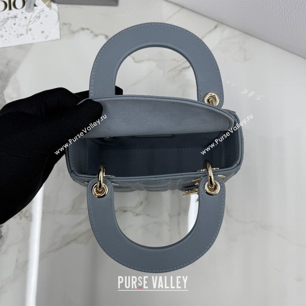 Dior Classic Mini Lady Dior Bag in Cannage Lambskin Dusty Blue 2026 M0505 0409 (BF-260409029)