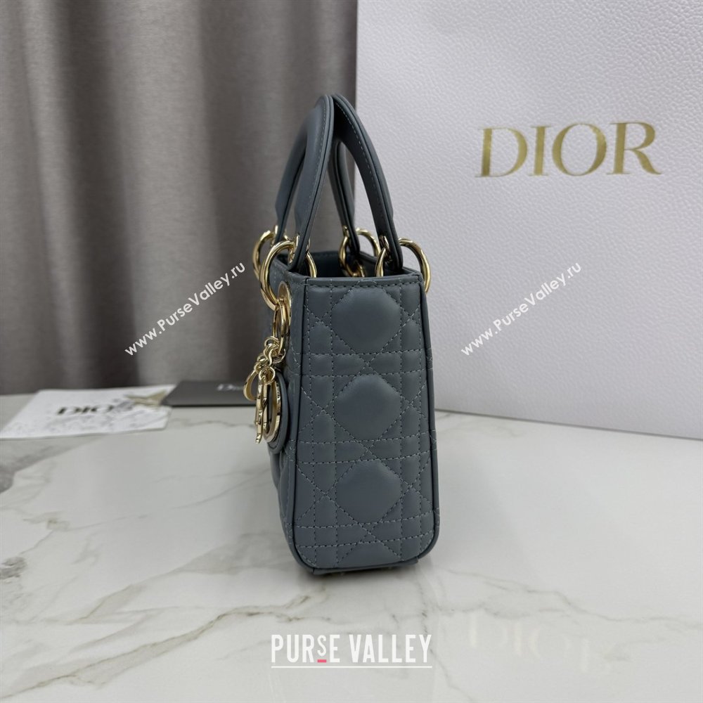 Dior Classic Mini Lady Dior Bag in Cannage Lambskin Dusty Blue 2026 M0505 0409 (BF-260409029)