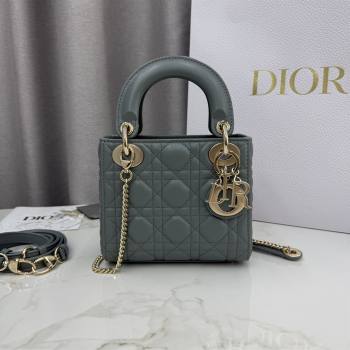 Dior Classic Mini Lady Dior Bag in Cannage Lambskin Rock Grey 2026 M0505 0409 (BF-260409030)