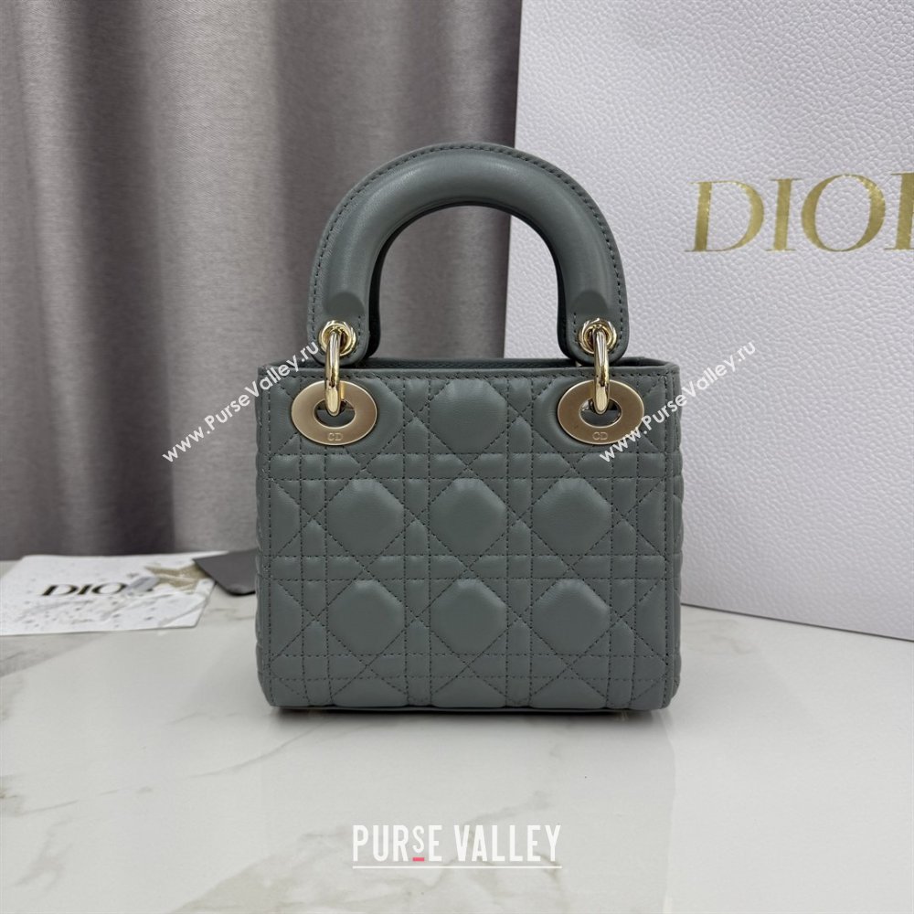 Dior Classic Mini Lady Dior Bag in Cannage Lambskin Rock Grey 2026 M0505 0409 (BF-260409030)