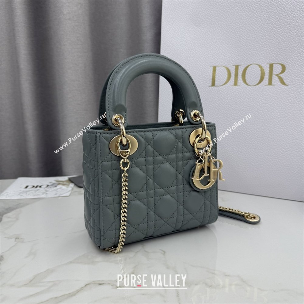Dior Classic Mini Lady Dior Bag in Cannage Lambskin Rock Grey 2026 M0505 0409 (BF-260409030)