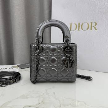 Dior Classic Mini Lady Dior Bag in Cannage Lambskin Gunmetal 2026 M0505 0409 (BF-260409015)