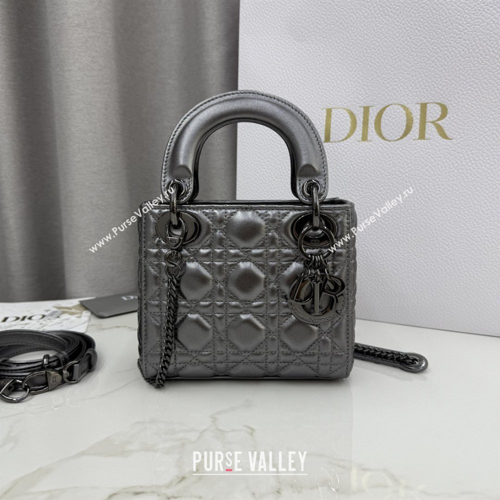 Dior Classic Mini Lady Dior Bag in Cannage Lambskin Gunmetal 2026 M0505 0409 (BF-260409015)