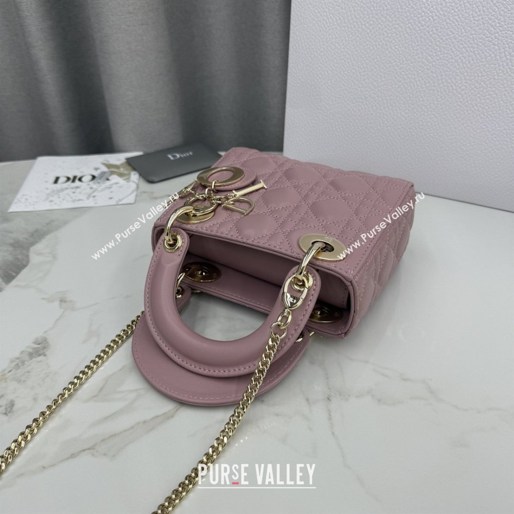 Dior Classic Mini Lady Dior Bag in Cannage Lambskin Vintage Pink 2026 M0505 0409 (BF-260409031)