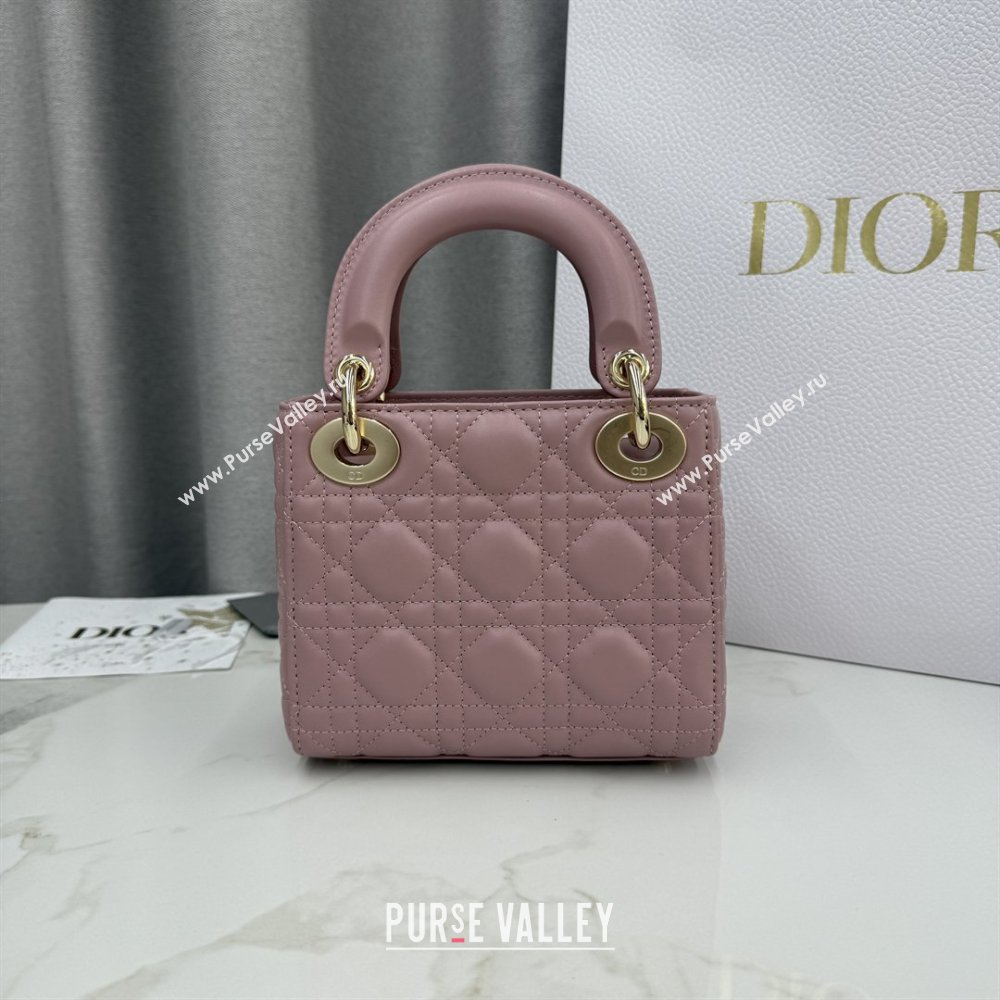 Dior Classic Mini Lady Dior Bag in Cannage Lambskin Vintage Pink 2026 M0505 0409 (BF-260409031)