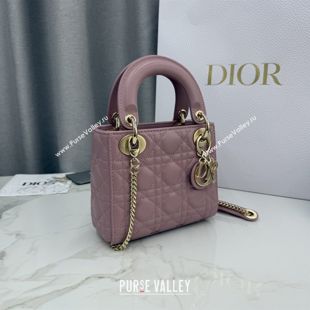 Dior Classic Mini Lady Dior Bag in Cannage Lambskin Vintage Pink 2026 M0505 0409 (BF-260409031)