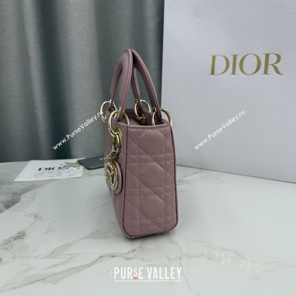 Dior Classic Mini Lady Dior Bag in Cannage Lambskin Vintage Pink 2026 M0505 0409 (BF-260409031)