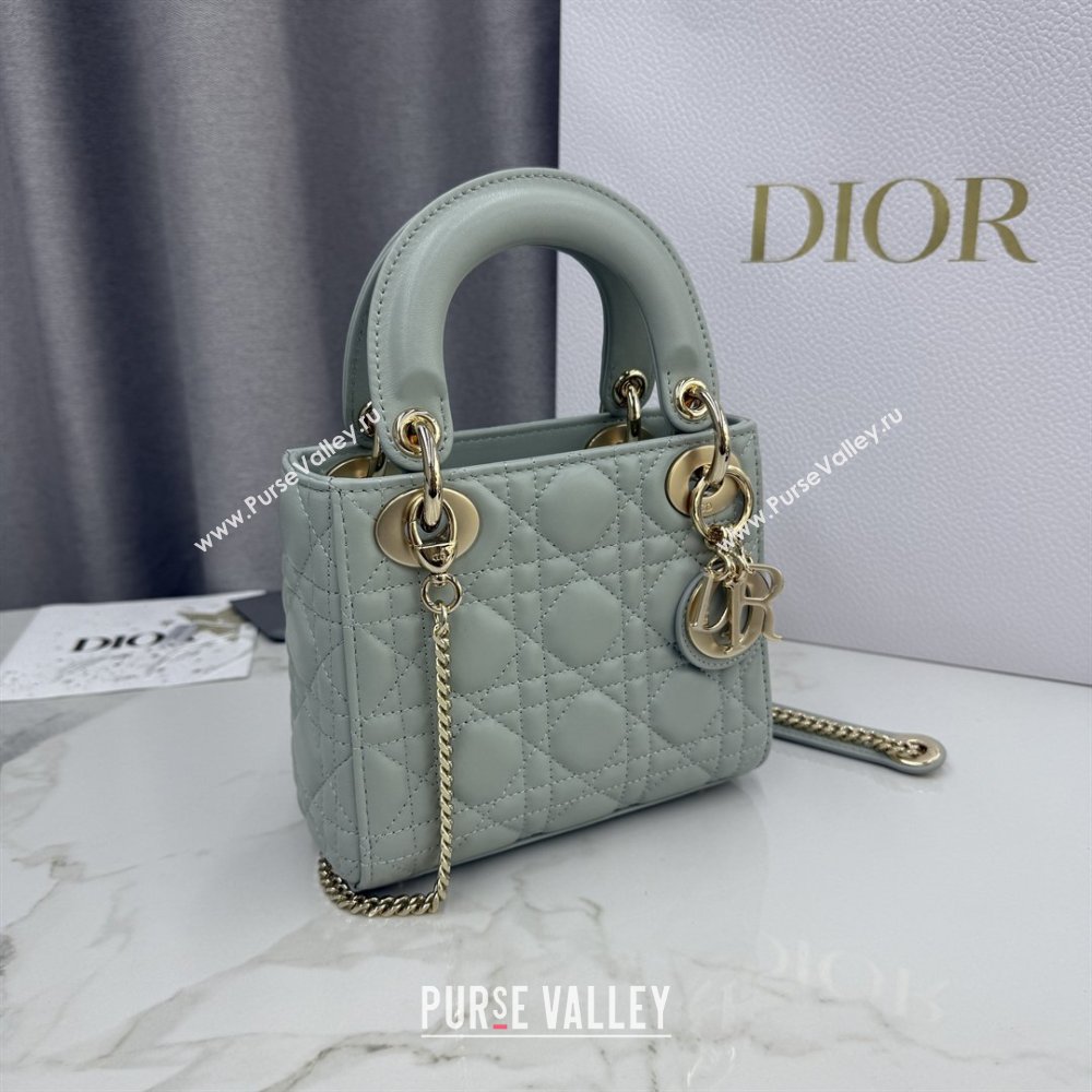 Dior Classic Mini Lady Dior Bag in Cannage Lambskin Light Green 2026 M0505 0409 (BF-260409032)