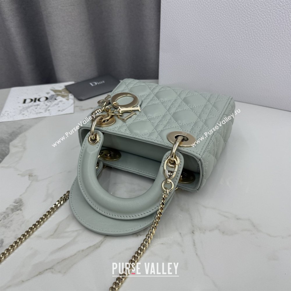 Dior Classic Mini Lady Dior Bag in Cannage Lambskin Light Green 2026 M0505 0409 (BF-260409032)