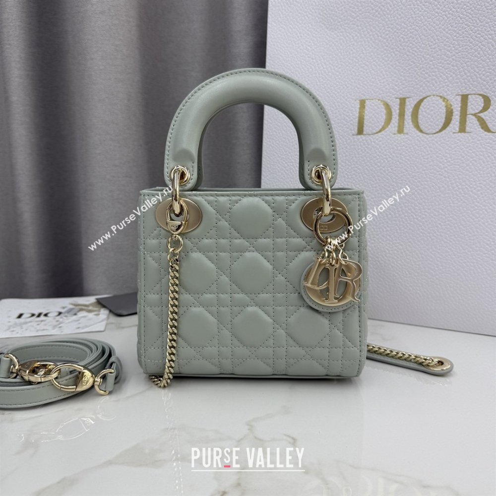 Dior Classic Mini Lady Dior Bag in Cannage Lambskin Light Green 2026 M0505 0409 (BF-260409032)