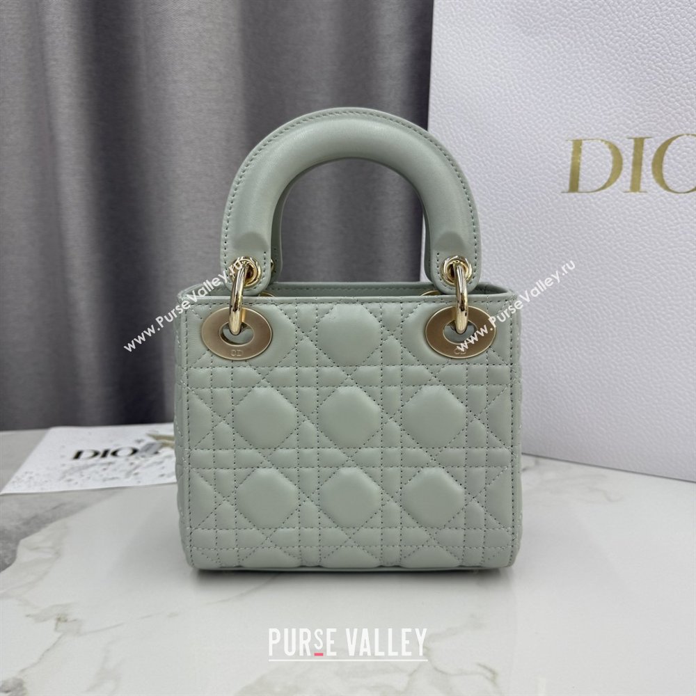 Dior Classic Mini Lady Dior Bag in Cannage Lambskin Light Green 2026 M0505 0409 (BF-260409032)