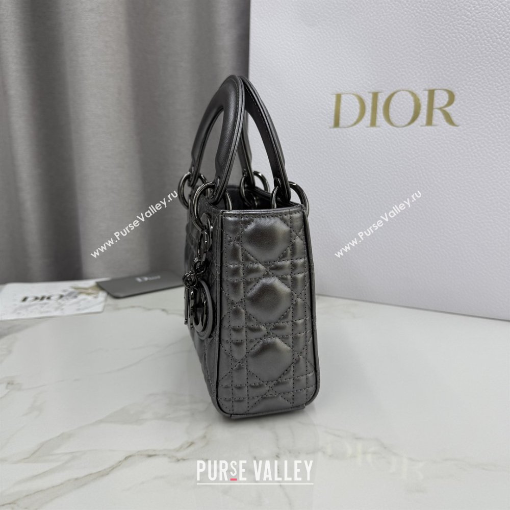 Dior Classic Mini Lady Dior Bag in Cannage Lambskin Gunmetal 2026 M0505 0409 (BF-260409015)