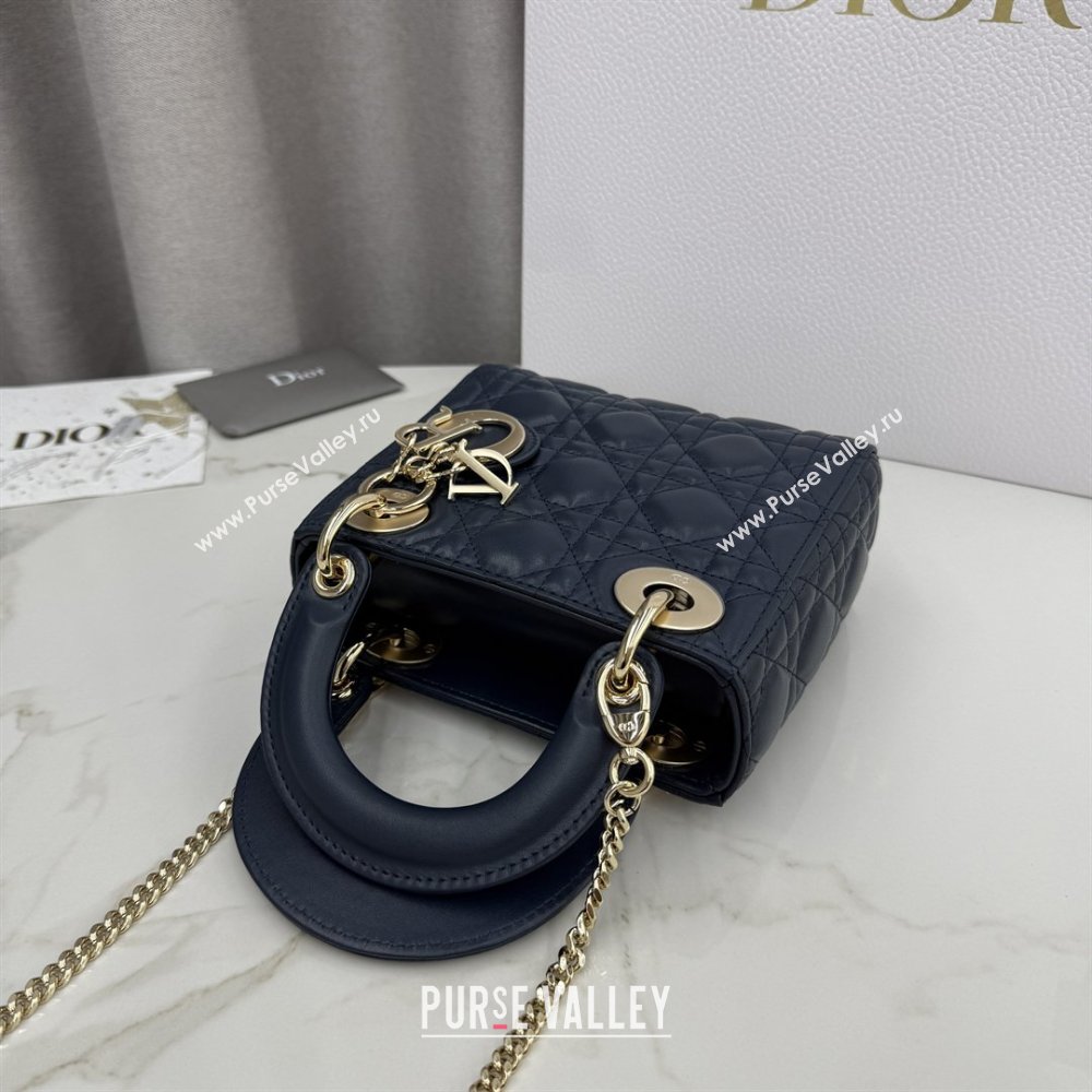 Dior Classic Mini Lady Dior Bag in Cannage Lambskin Midnight Blue 2026 M0505 0409 (BF-260409033)