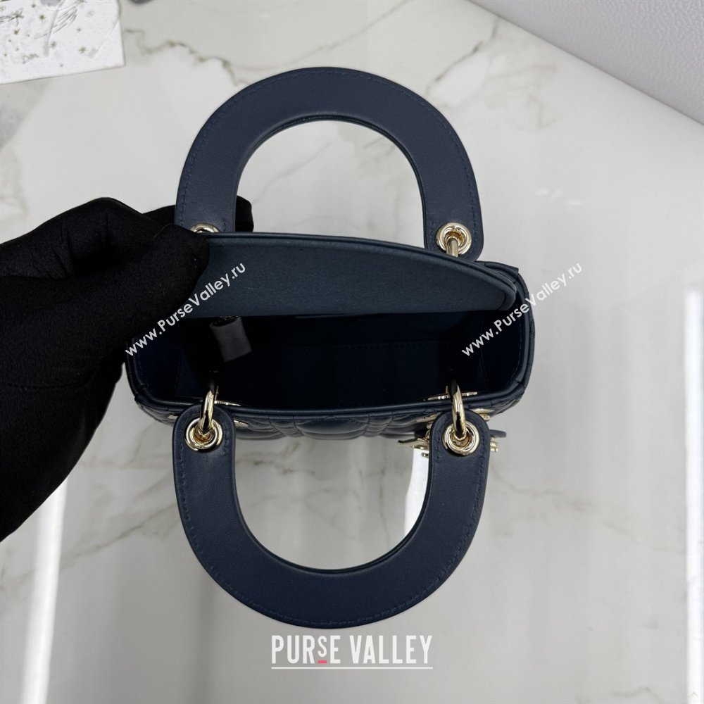 Dior Classic Mini Lady Dior Bag in Cannage Lambskin Midnight Blue 2026 M0505 0409 (BF-260409033)