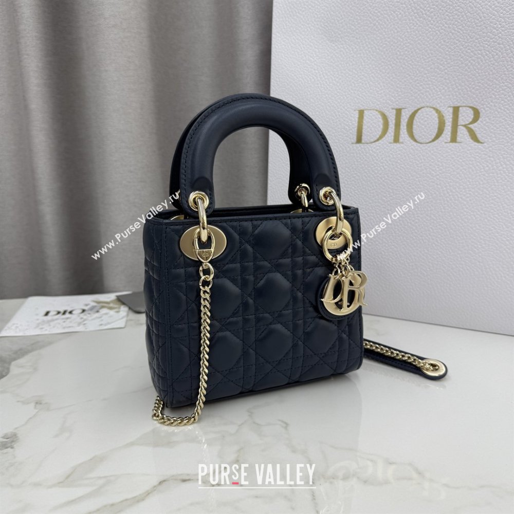 Dior Classic Mini Lady Dior Bag in Cannage Lambskin Midnight Blue 2026 M0505 0409 (BF-260409033)