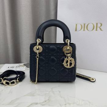 Dior Classic Mini Lady Dior Bag in Cannage Lambskin Midnight Blue 2026 M0505 0409 (BF-260409033)