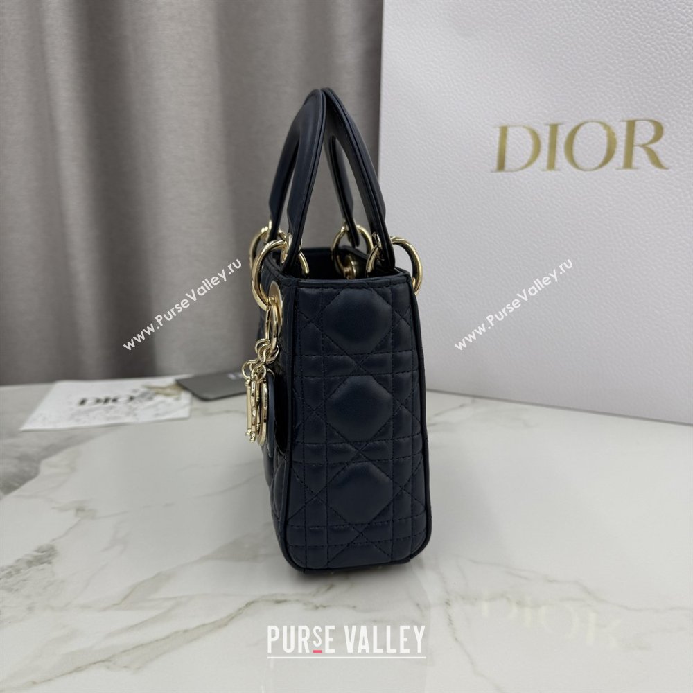 Dior Classic Mini Lady Dior Bag in Cannage Lambskin Midnight Blue 2026 M0505 0409 (BF-260409033)