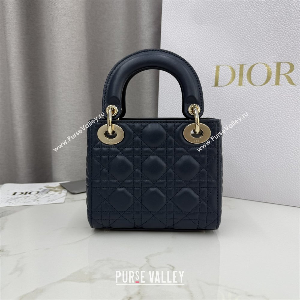 Dior Classic Mini Lady Dior Bag in Cannage Lambskin Midnight Blue 2026 M0505 0409 (BF-260409033)