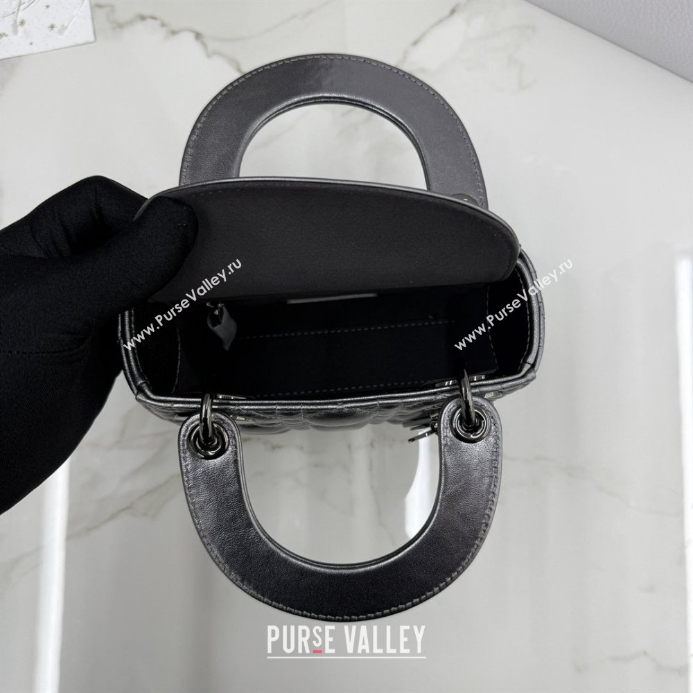 Dior Classic Mini Lady Dior Bag in Cannage Lambskin Gunmetal 2026 M0505 0409 (BF-260409015)