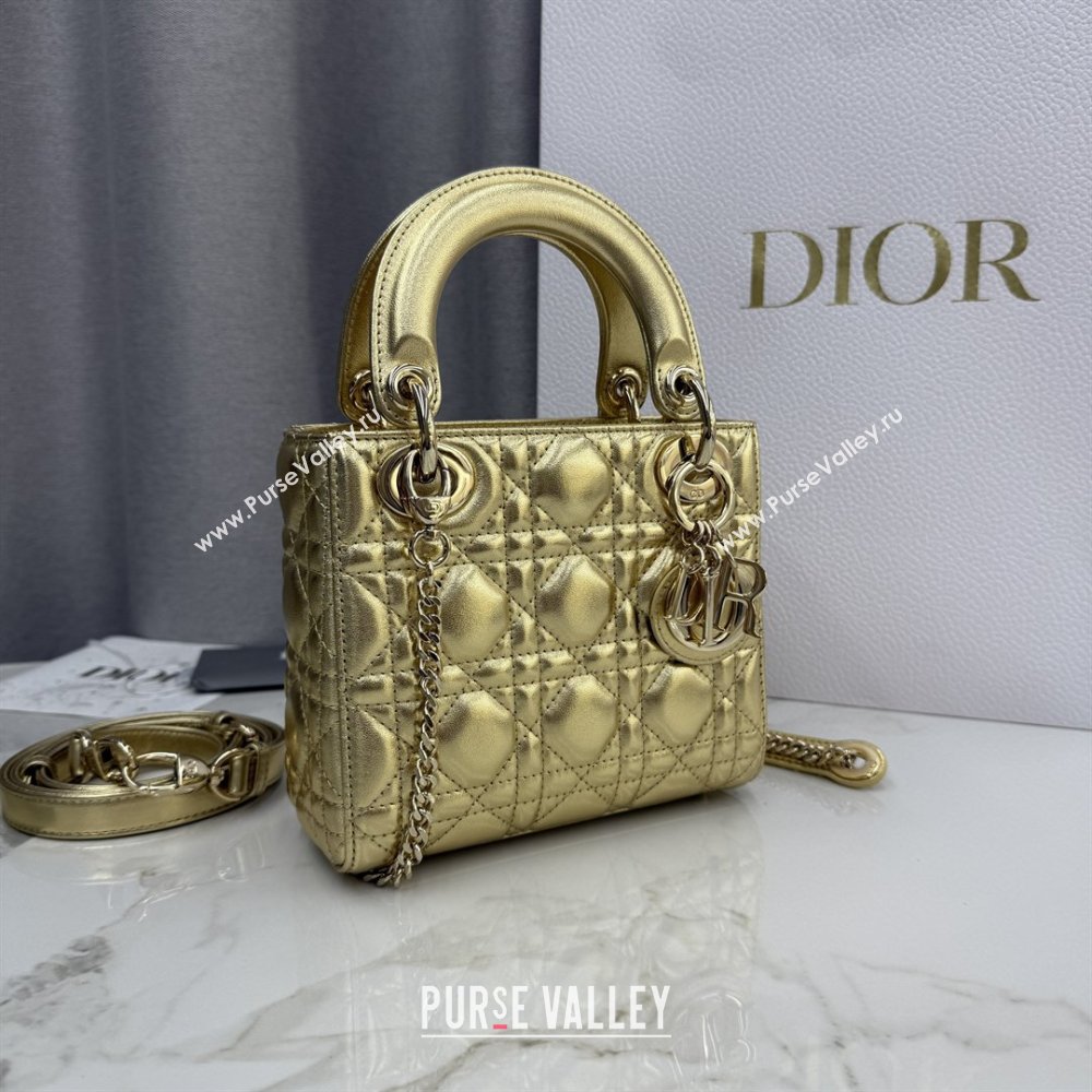 Dior Classic Mini Lady Dior Bag in Cannage Lambskin Aged Gold 2026 M0505 0409 (BF-260409034)